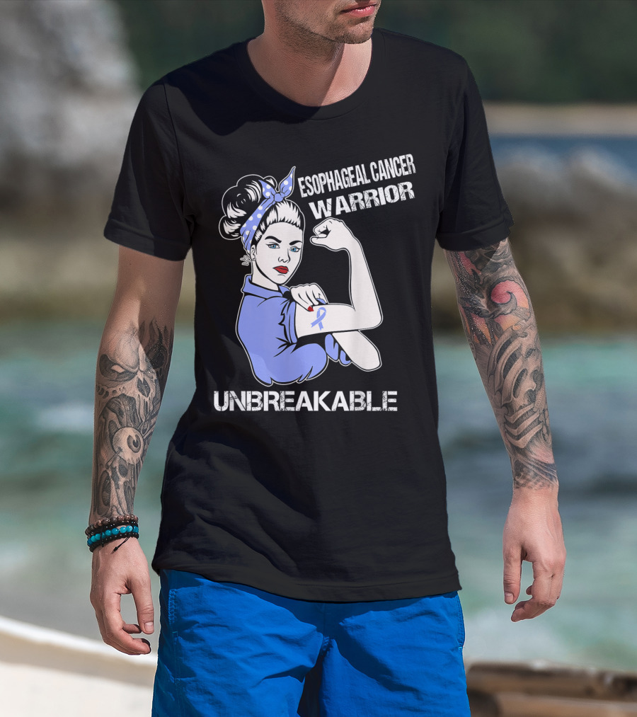 Esophageal Cancer Warrior Unbreakable Rosie The Riveter T-Shirt