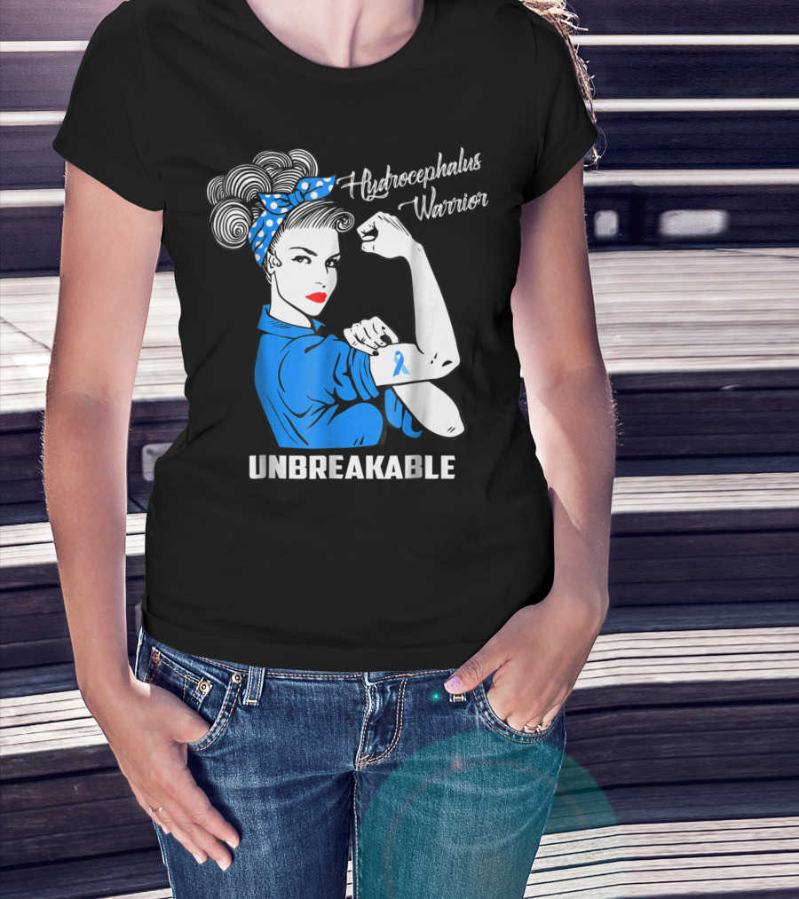 Hydrocephalus Warrior Unbreakable Awareness VB Rosie The Riveter Iconic T-Shirt
