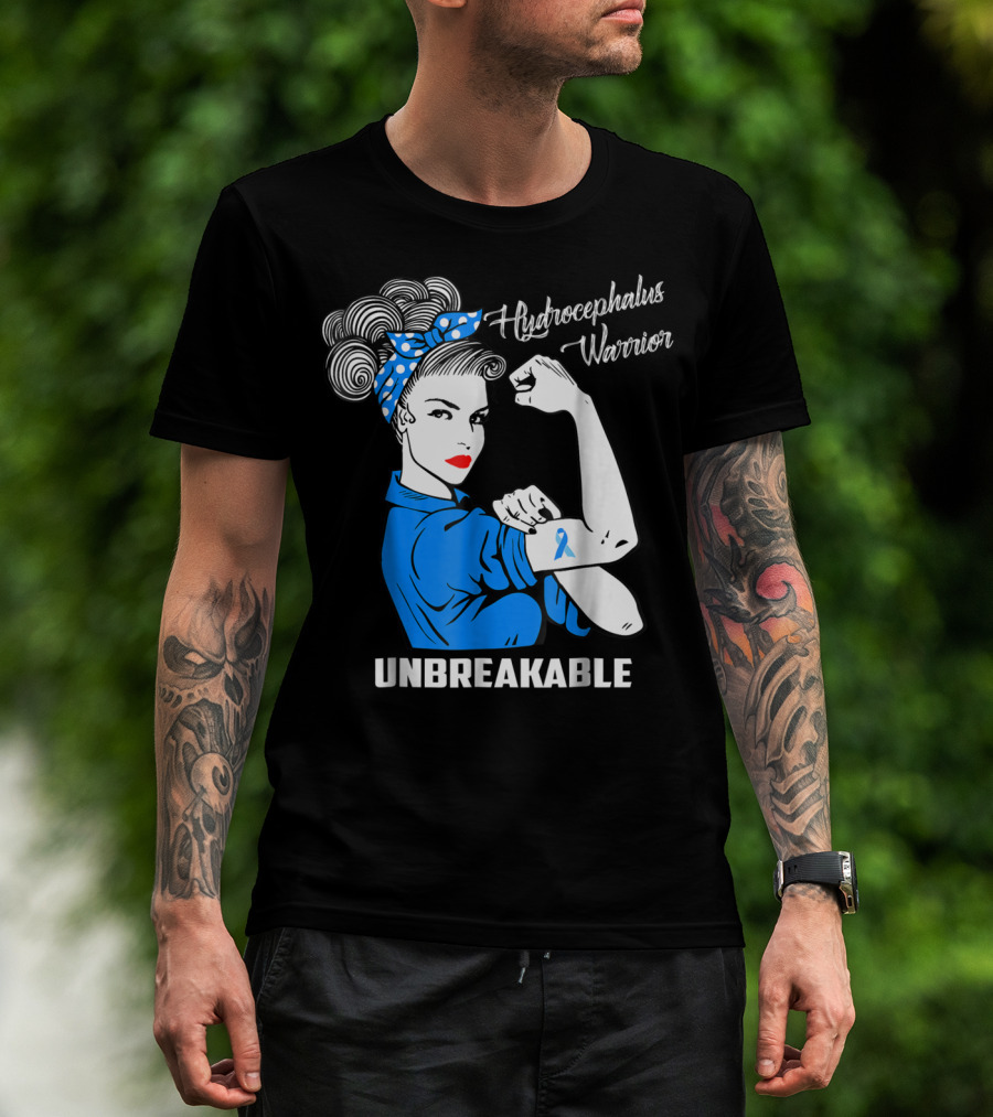 Hydrocephalus Warrior Unbreakable Awareness VB Rosie The Riveter Iconic T-Shirt
