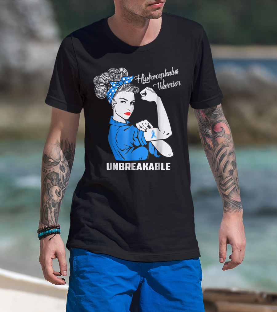 Hydrocephalus Warrior Unbreakable Awareness VB Rosie The Riveter Iconic T-Shirt