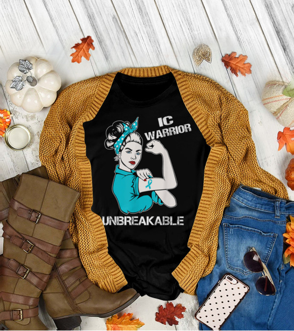 IC Warrior Unbreakable Interstitial Cystitis Awareness Rosie Riveter T-Shirt
