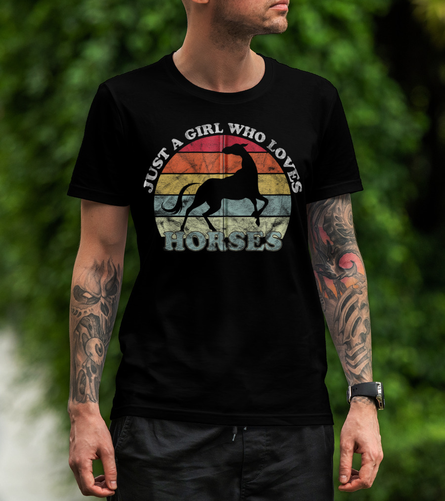 Just A Girl Who Loves Horses Retro Silhouette Rider T-Shirt