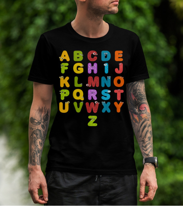 Kids Alphabet ABCs Learning Cute Monster Letters T-Shirt