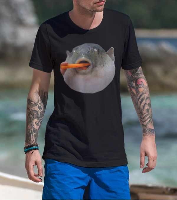 Pufferfish Eating A Carrot Funny Blowfish Dank Meme T-Shirt