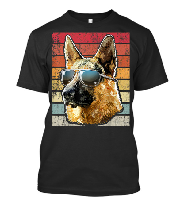 Retro Vintage German Shepherd Wearing Sunglasses T-Shirt