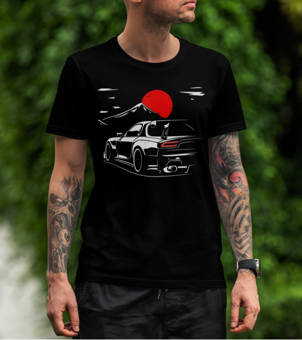 Rotary Engine JDM RX Car Meet Tuning Night Mountain Scene T-Shirt
