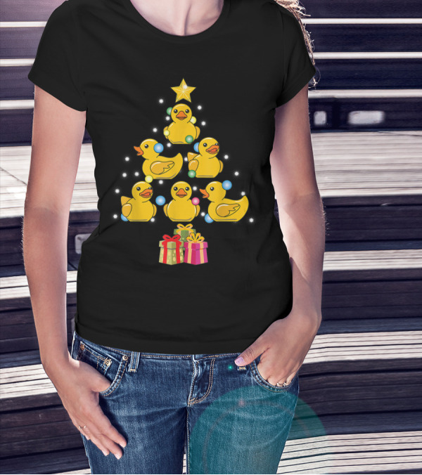 Rubber Duck Christmas Tree With Star And Presents T-Shirt