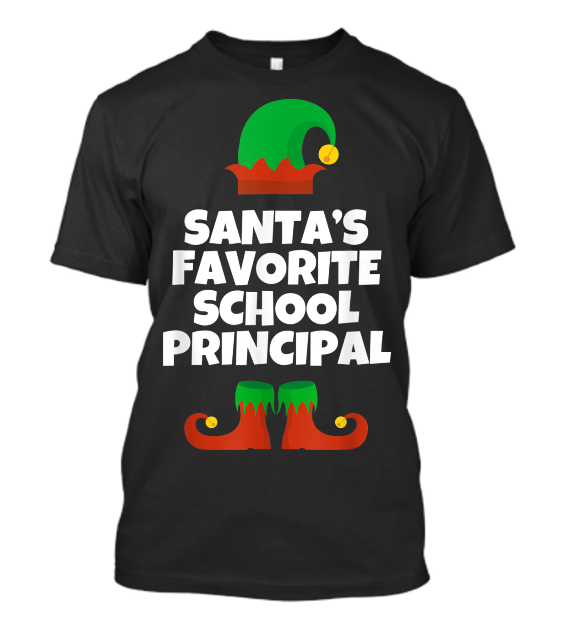 Santa's Favorite School Principal Elf Hat And Shoes T-Shirt