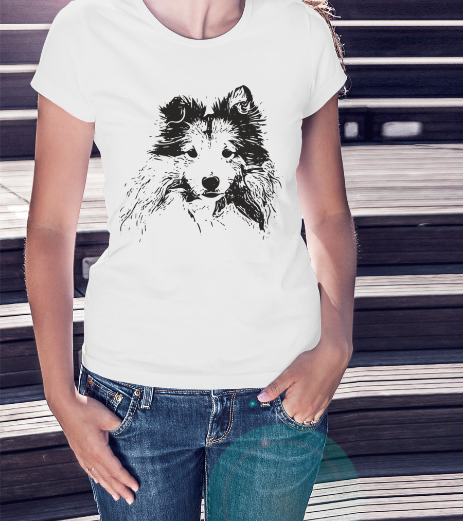 Shetland Sheepdog Outline Sketch T-Shirt
