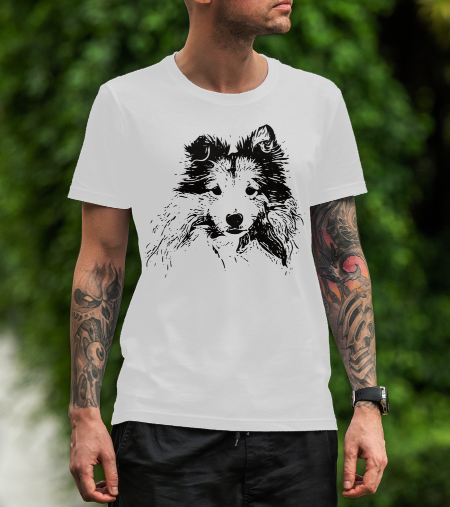 Shetland Sheepdog Outline Sketch T-Shirt