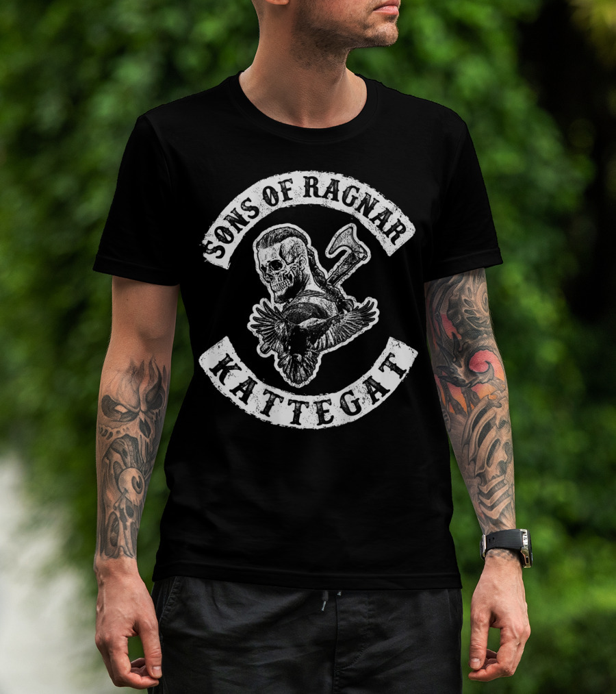 Sons Of Ragnar Kattegat Viking Skull And Axe With Raven T-Shirt