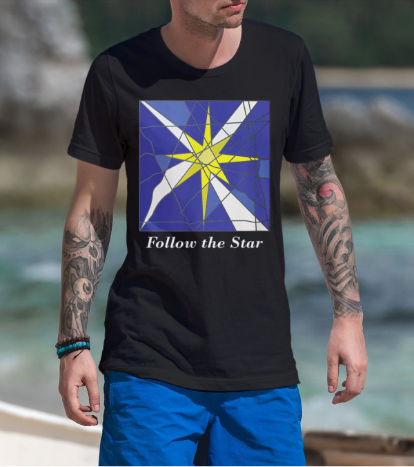 Follow The Star Stained Glass Style Star Of Bethlehem T-Shirt