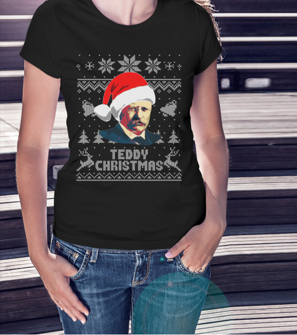 Teddy Christmas Theodore Roosevelt Santa Hat T-Shirt