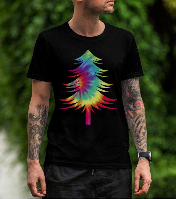 Tie Dye Christmas Tree Colorful Tye Dye Rainbow Effect T-Shirt