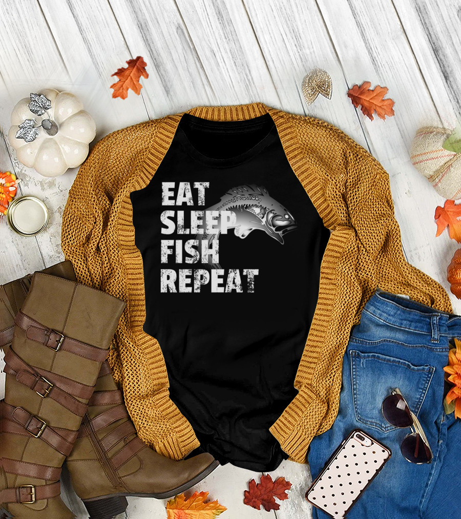 Eat Sleep Fish Repeat Vintage Fishing Lover Outdoors Enthusiast T-Shirt