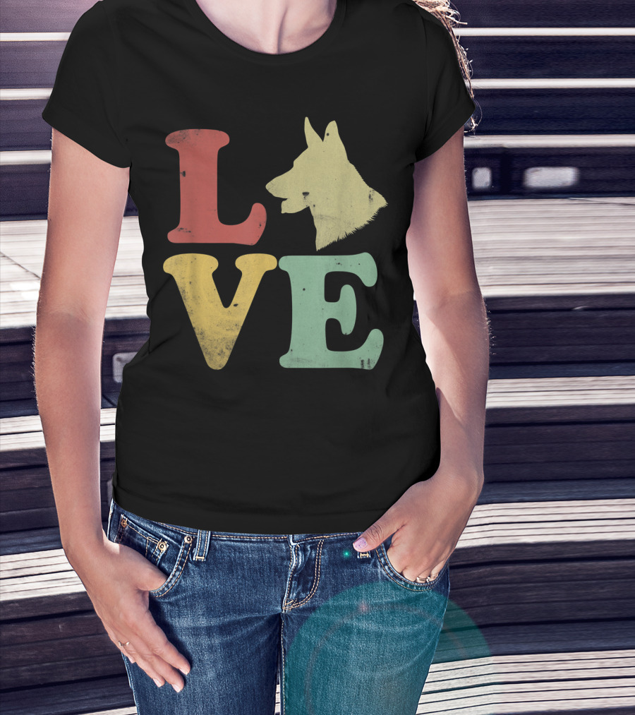 Vintage I Love My German Shepherd Beagle Love Dog T-Shirt