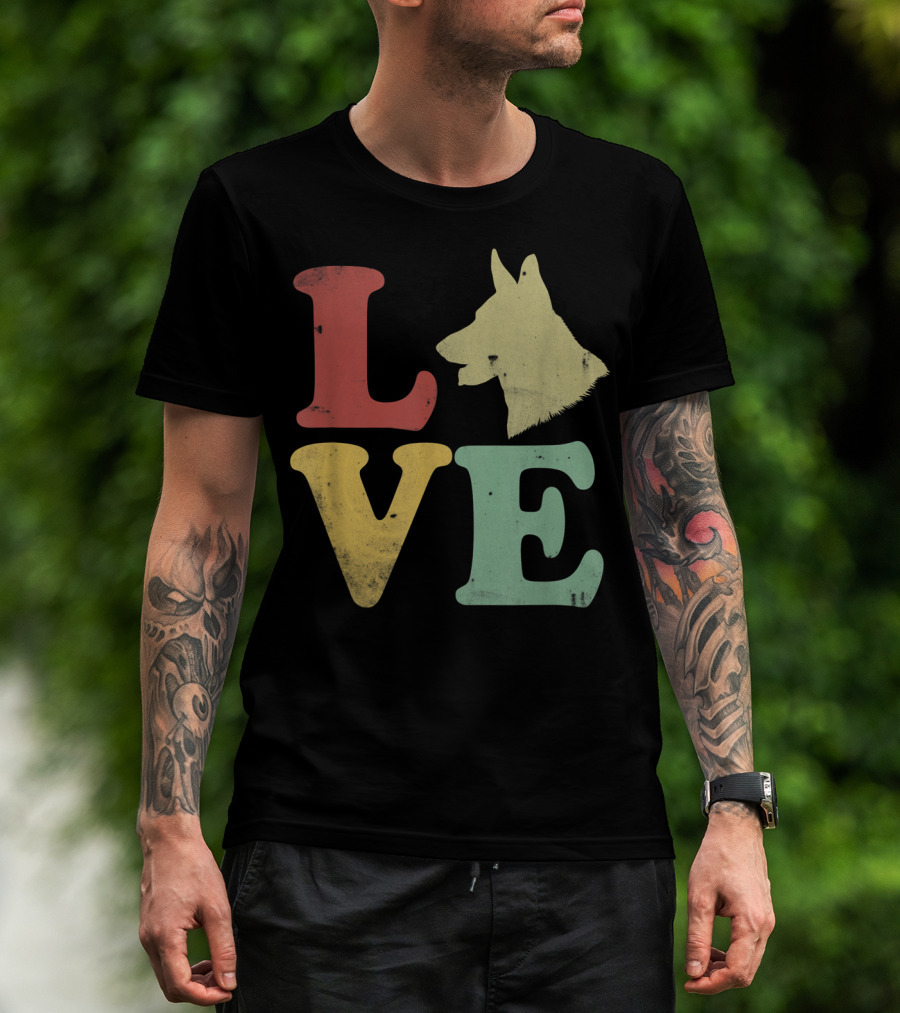 Vintage I Love My German Shepherd Beagle Love Dog T-Shirt