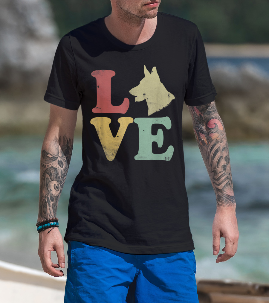 Vintage I Love My German Shepherd Beagle Love Dog T-Shirt