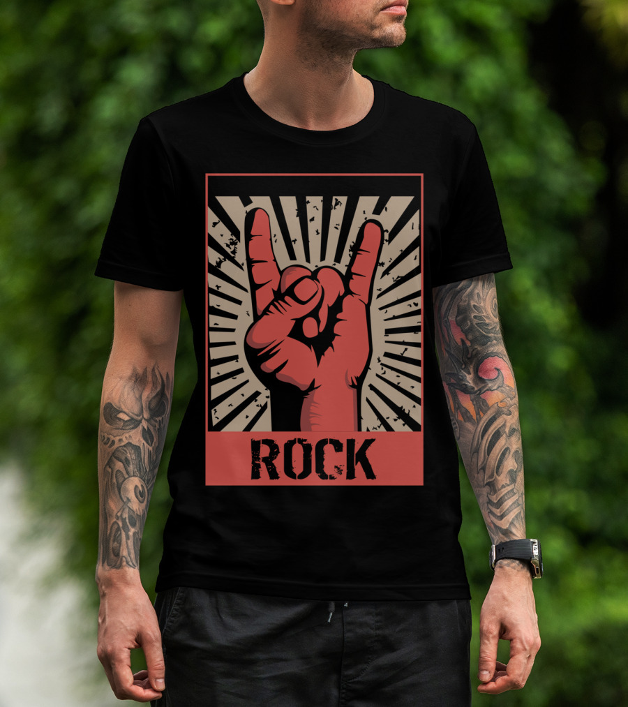 Vintage Rock Hand Gesture 70s 80s Concert Band T-Shirt