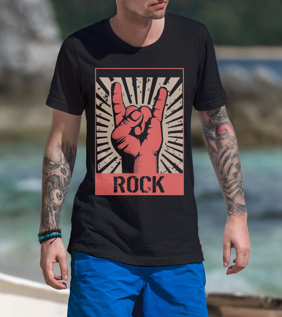 Vintage Rock Hand Gesture 70s 80s Concert Band T-Shirt