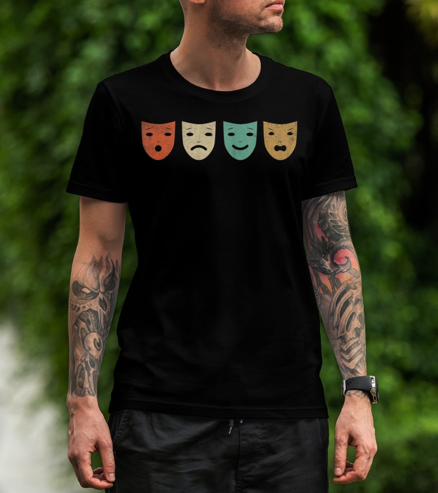 Vintage Drama Theatre Masks Actress Emotions T-Shirt