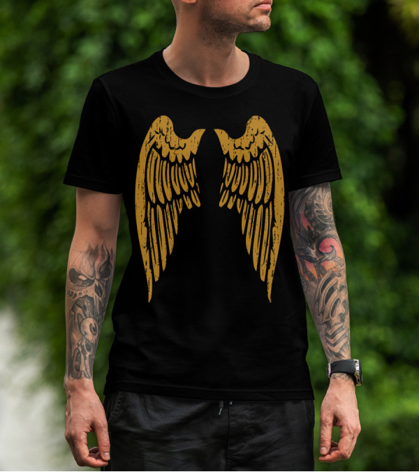 Gold Angel Wings Back T-Shirt