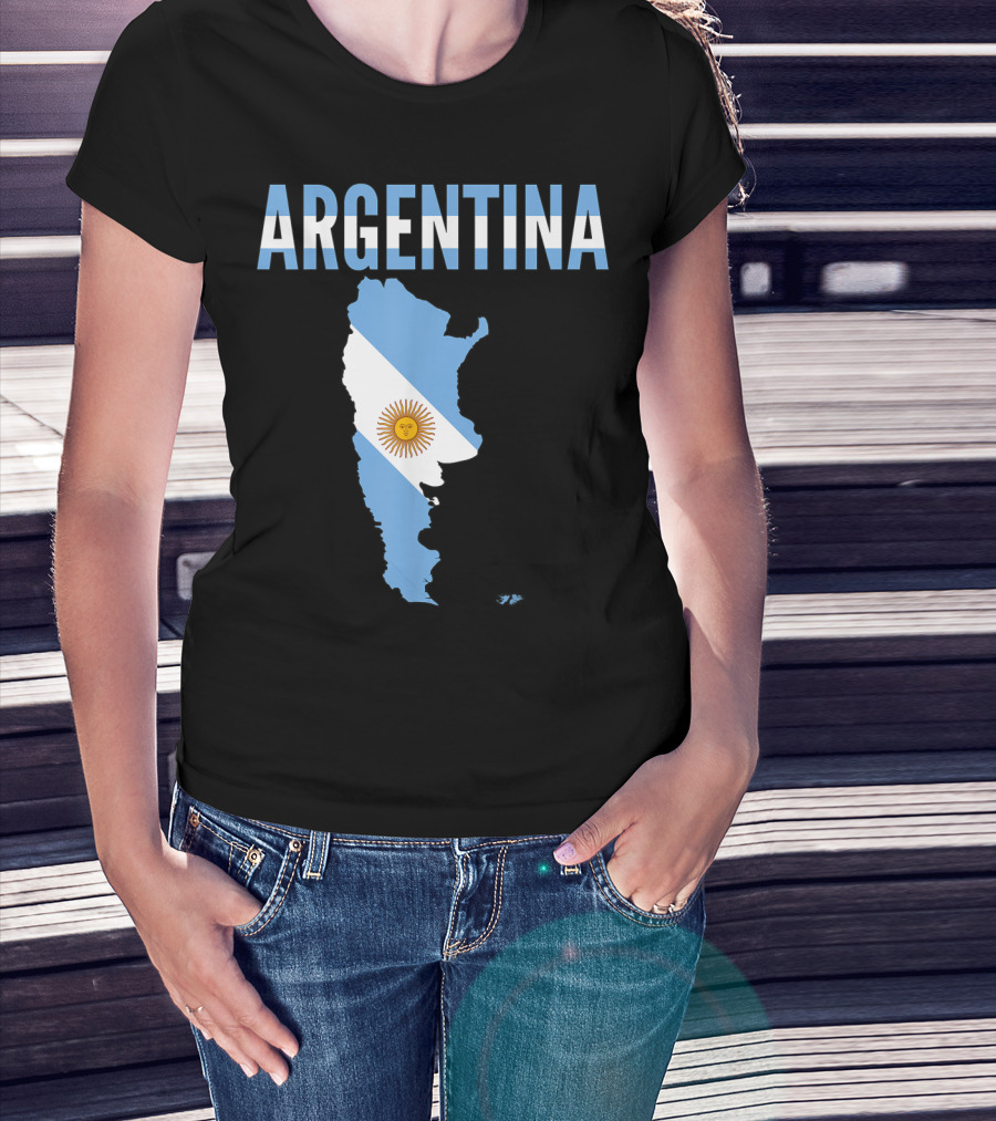 ARGENTINA Map Country Flag Sun Emblem T-Shirt