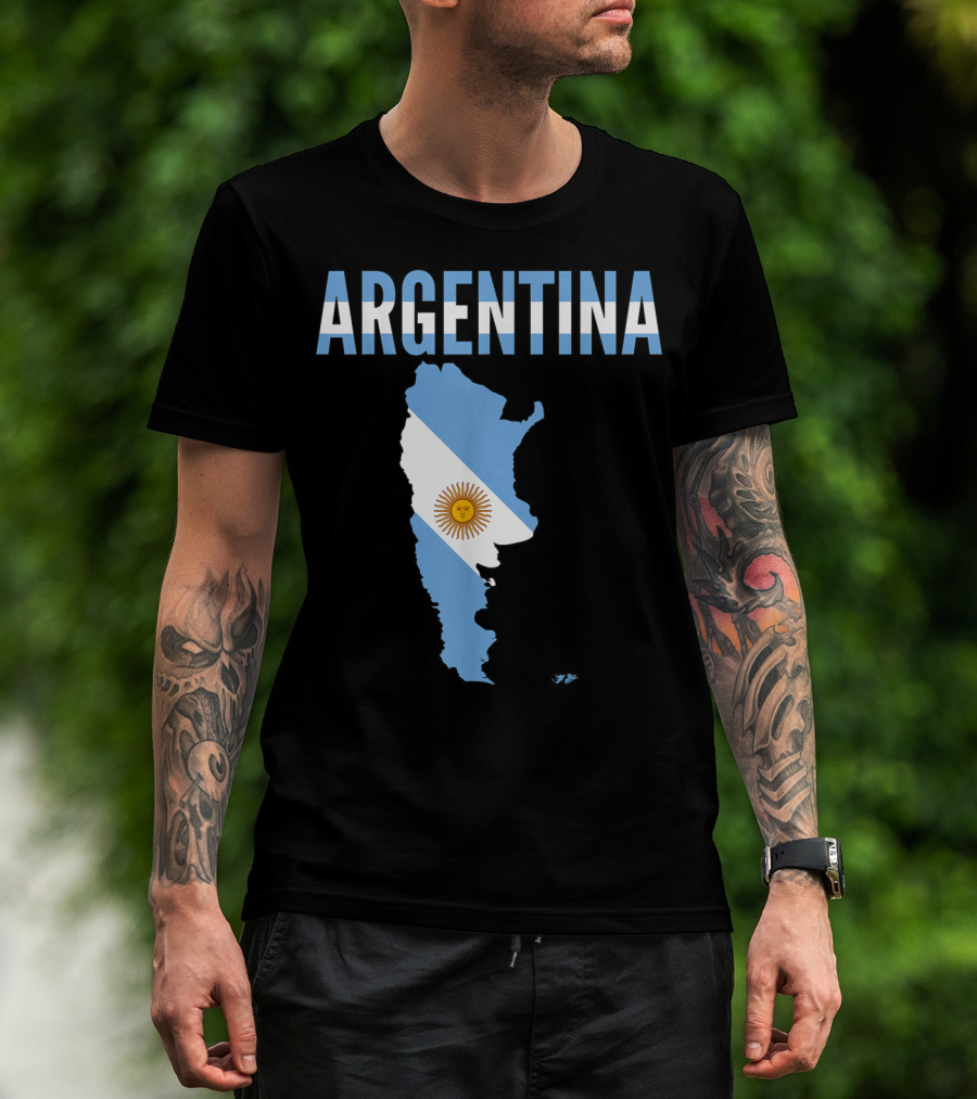 ARGENTINA Map Country Flag Sun Emblem T-Shirt