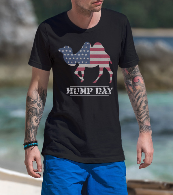 Hump Day American Flag Camel Funny T-Shirt