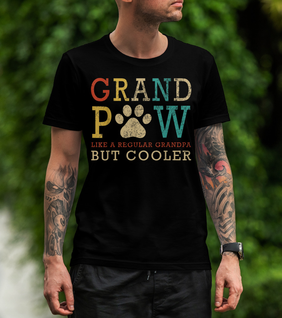Funny Grand Paw Like Regular Grandpa But Cooler Vintage Dogs T-Shirt