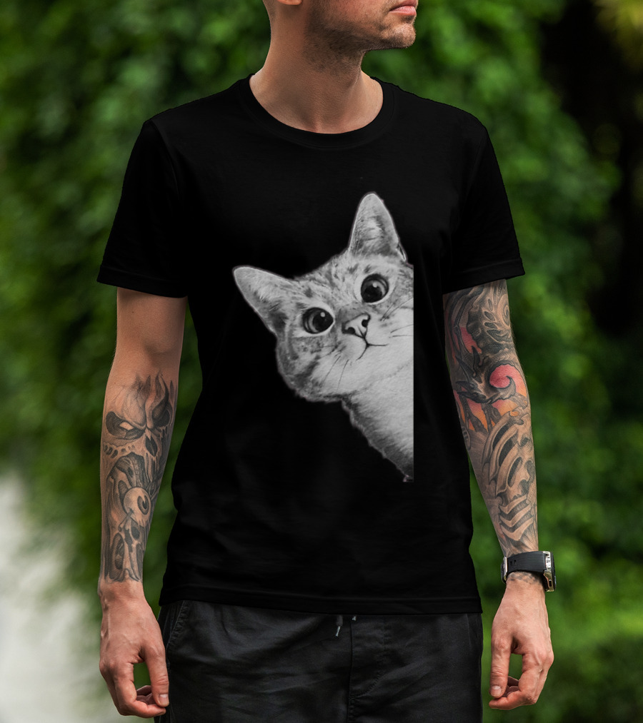Funny Ninja Cat Meme Peekaboo T-Shirt