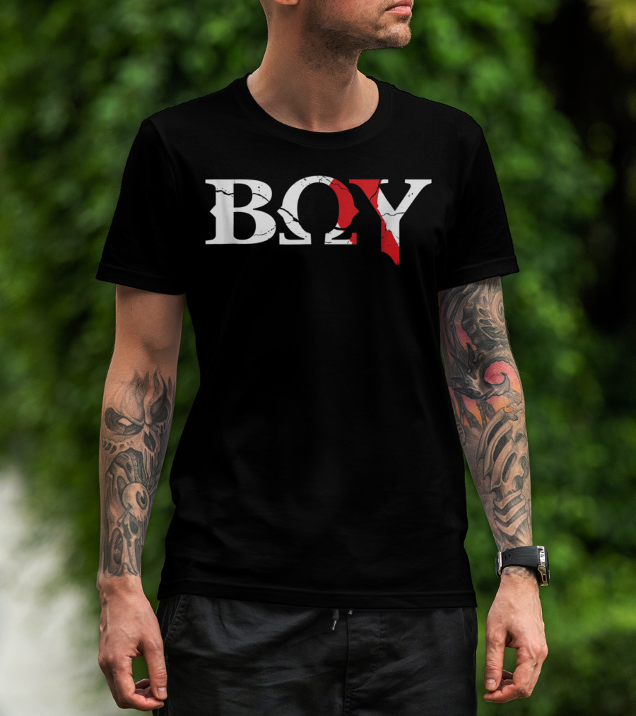 Boy Grunge Video Game God Title With Kratos Symbolic T-Shirt