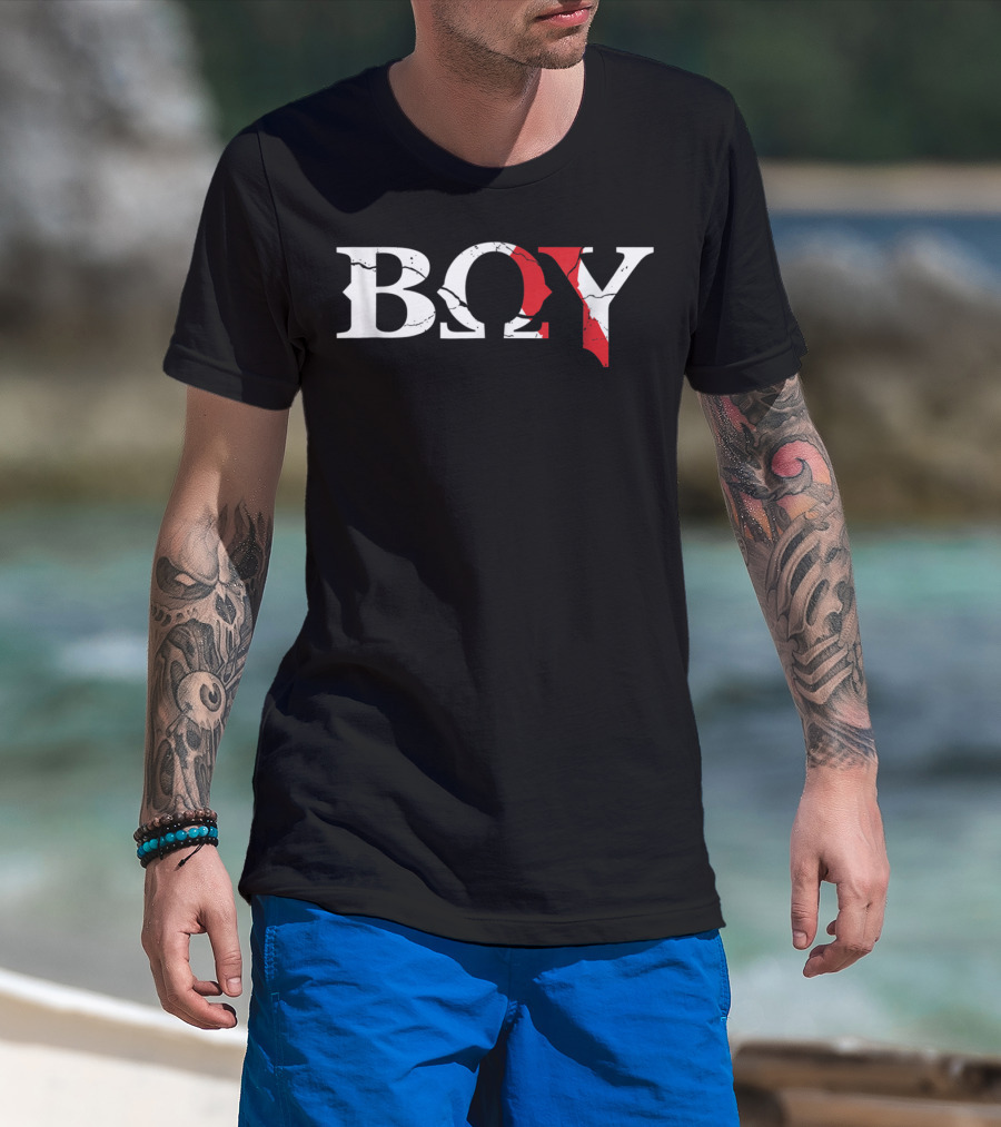 Boy Grunge Video Game God Title With Kratos Symbolic T-Shirt