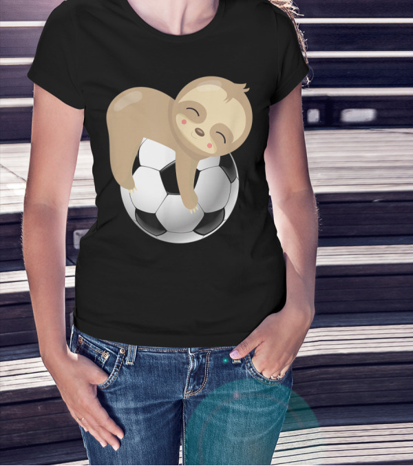 Baby Sloth Hugging Soccer Ball T-Shirt