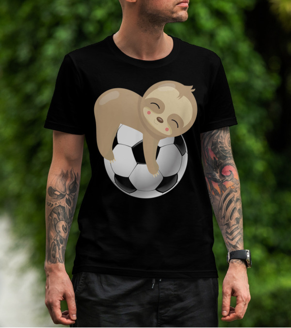Baby Sloth Hugging Soccer Ball T-Shirt