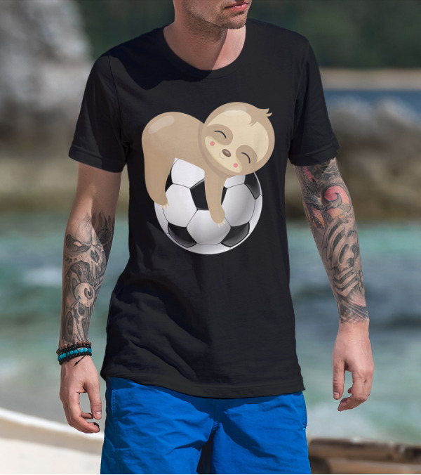 Baby Sloth Hugging Soccer Ball T-Shirt