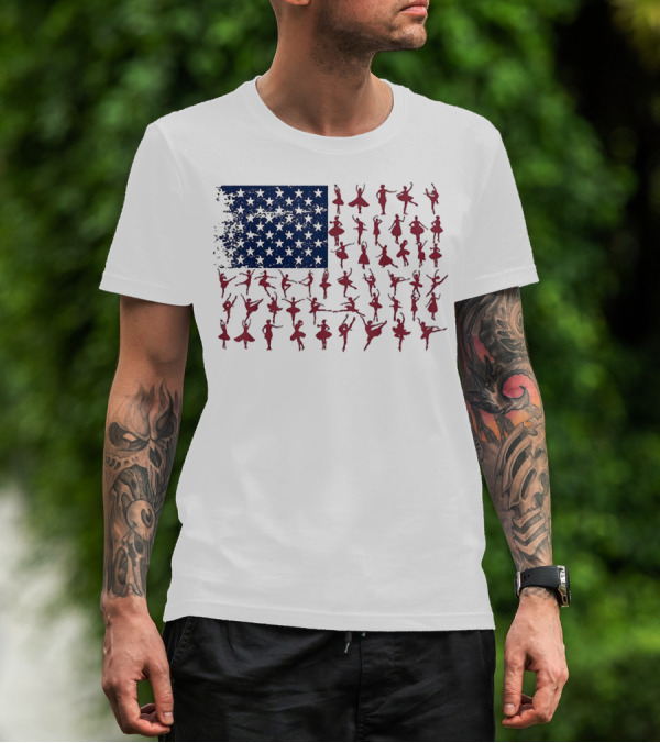 Ballet Dancer Kids American Flag July T-Shirt