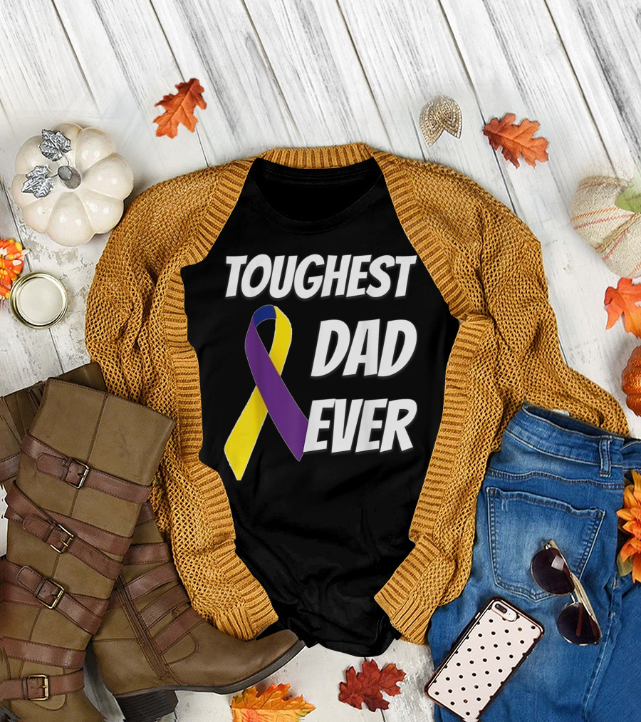 Toughest Dad Ever Bladder Cancer Yellow Ribbon Awareness T-Shirt