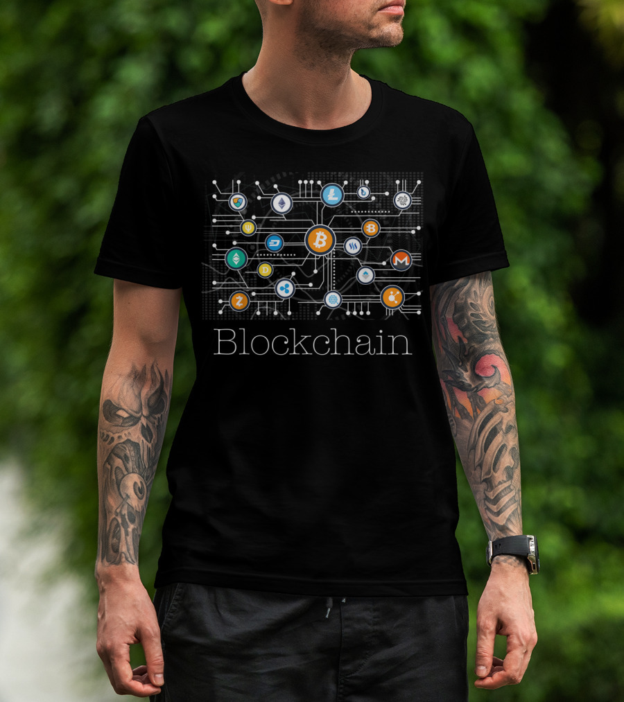 Blockchain Cryptocurrency Network Bitcoin BTC Crypto Icons T-Shirt