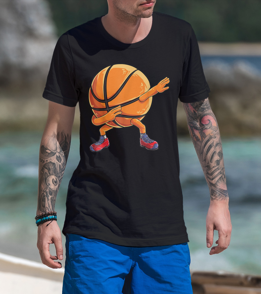 Basketball Ball Kids Boys Dab Dance With Sneakers T-Shirt