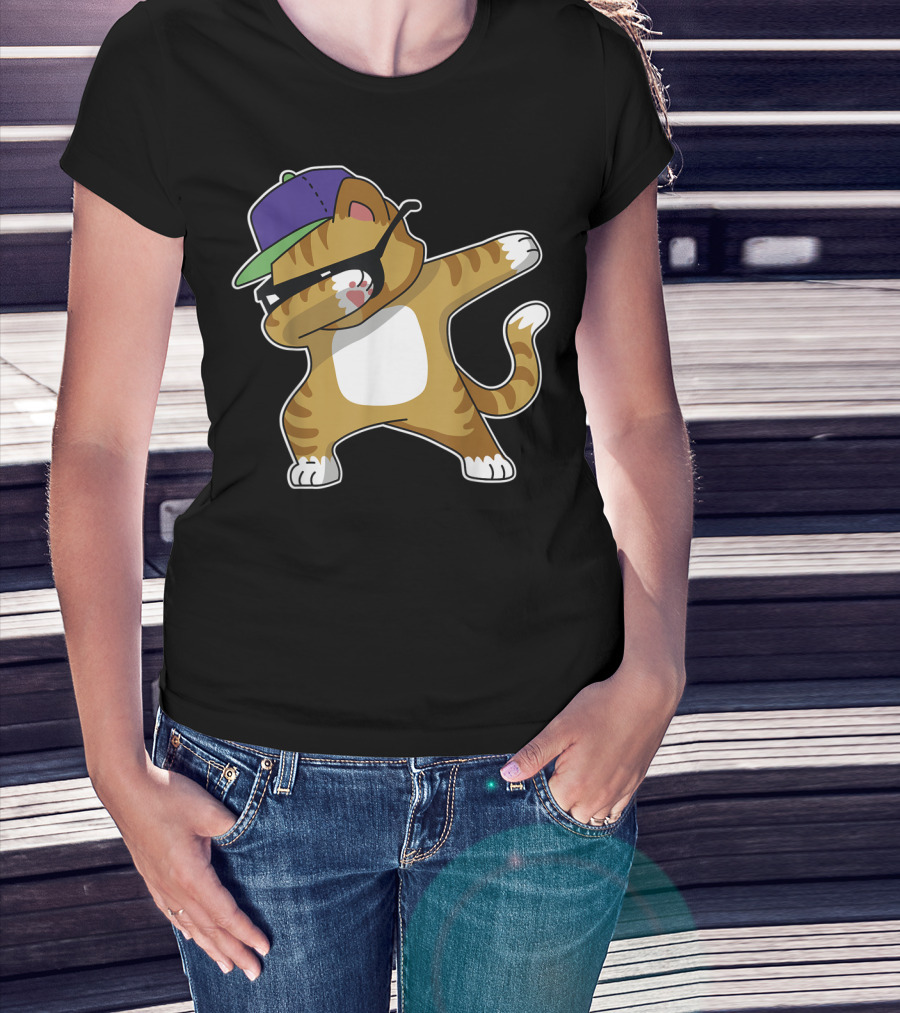 Dabbing Cat Funny Cat Dab Dance Cool Cap T-Shirt