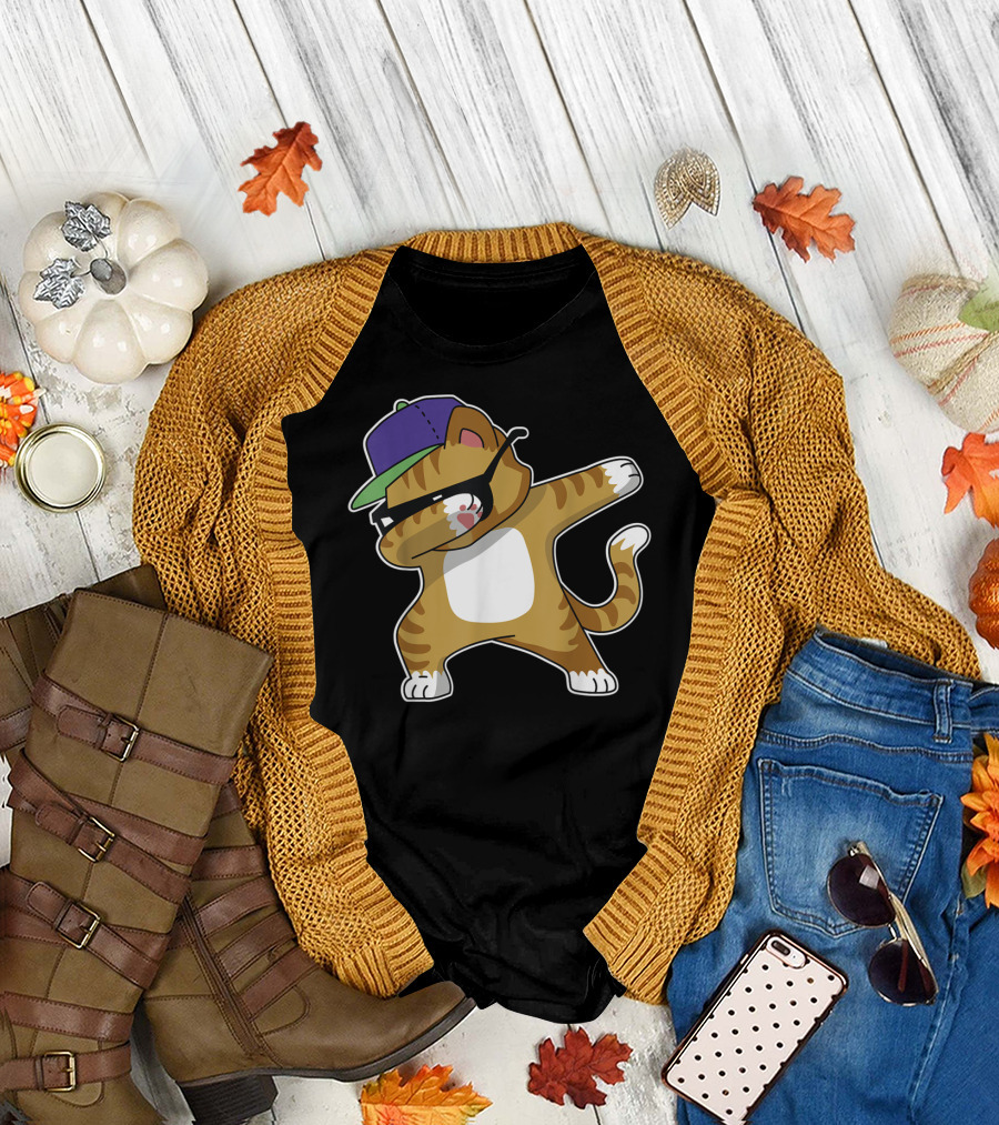 Dabbing Cat Funny Cat Dab Dance Cool Cap T-Shirt