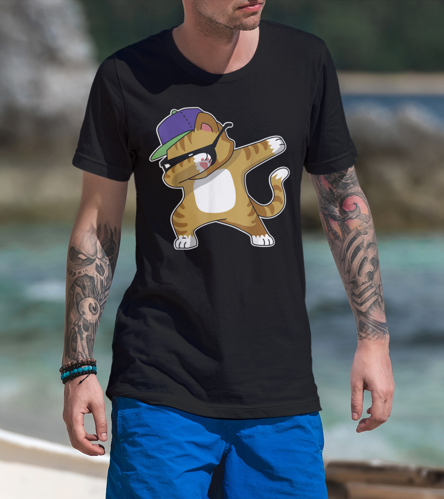 Dabbing Cat Funny Cat Dab Dance Cool Cap T-Shirt