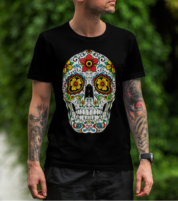 Day Of The Dead Colorful Floral Sugar Skull Cinco De Mayo T-Shirt