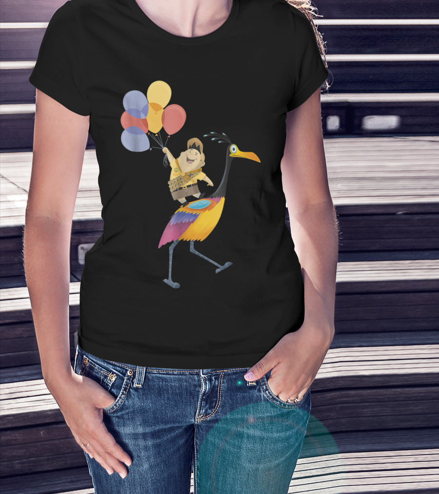 Russell Riding Kevin With Balloons Disney Pixar Up T-Shirt