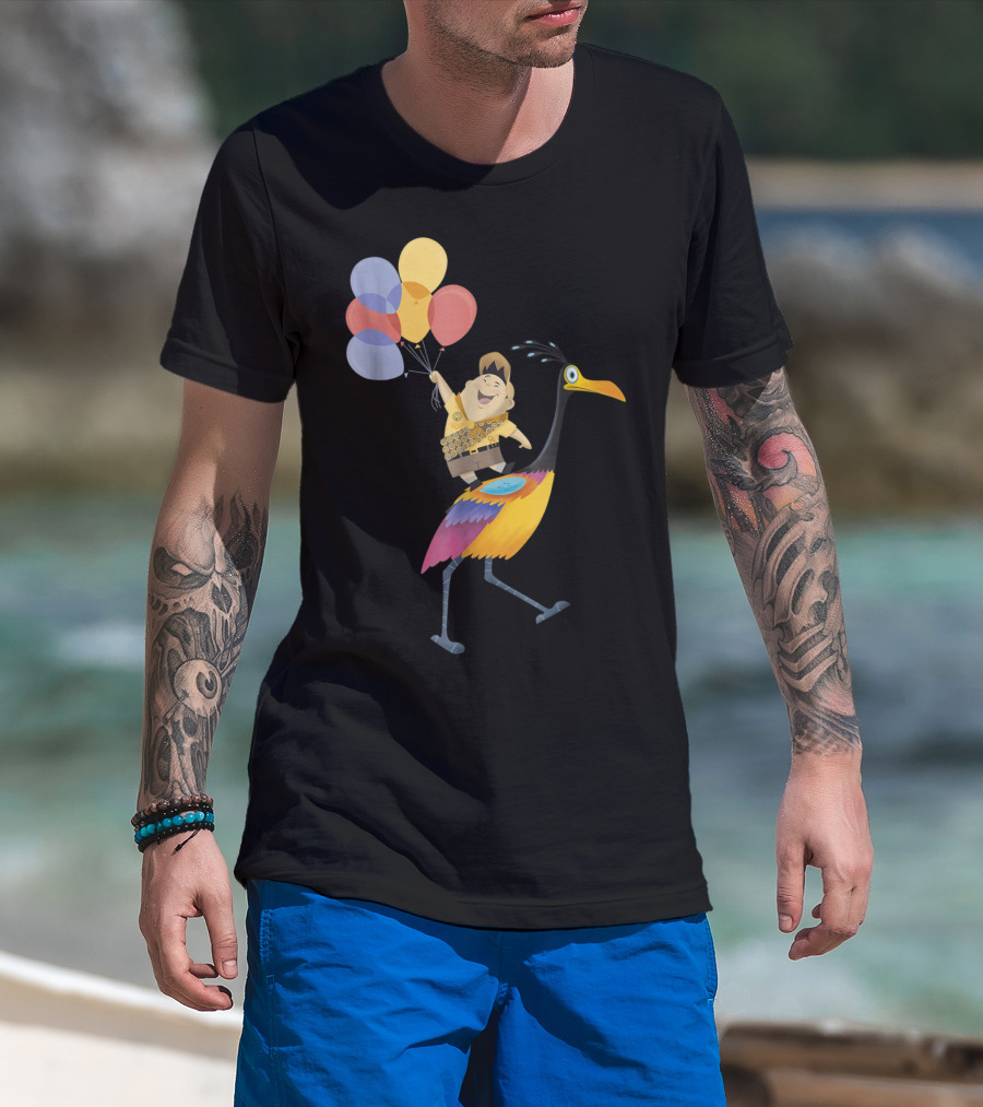 Russell Riding Kevin With Balloons Disney Pixar Up T-Shirt
