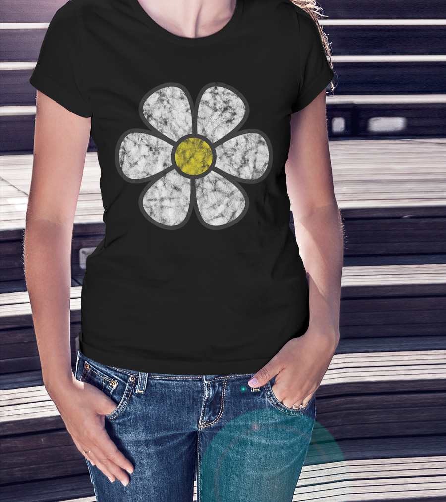 Hippie Daisy Vintage Flower Graphic Effect T-Shirt