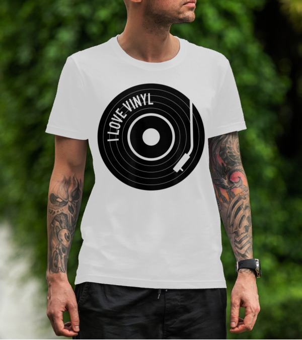 I Love Vinyl Record Player Vintage Music Enthusiast T-Shirt