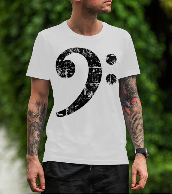 Vintage Black Bass Clef Bassist Bass Player T-Shirt
