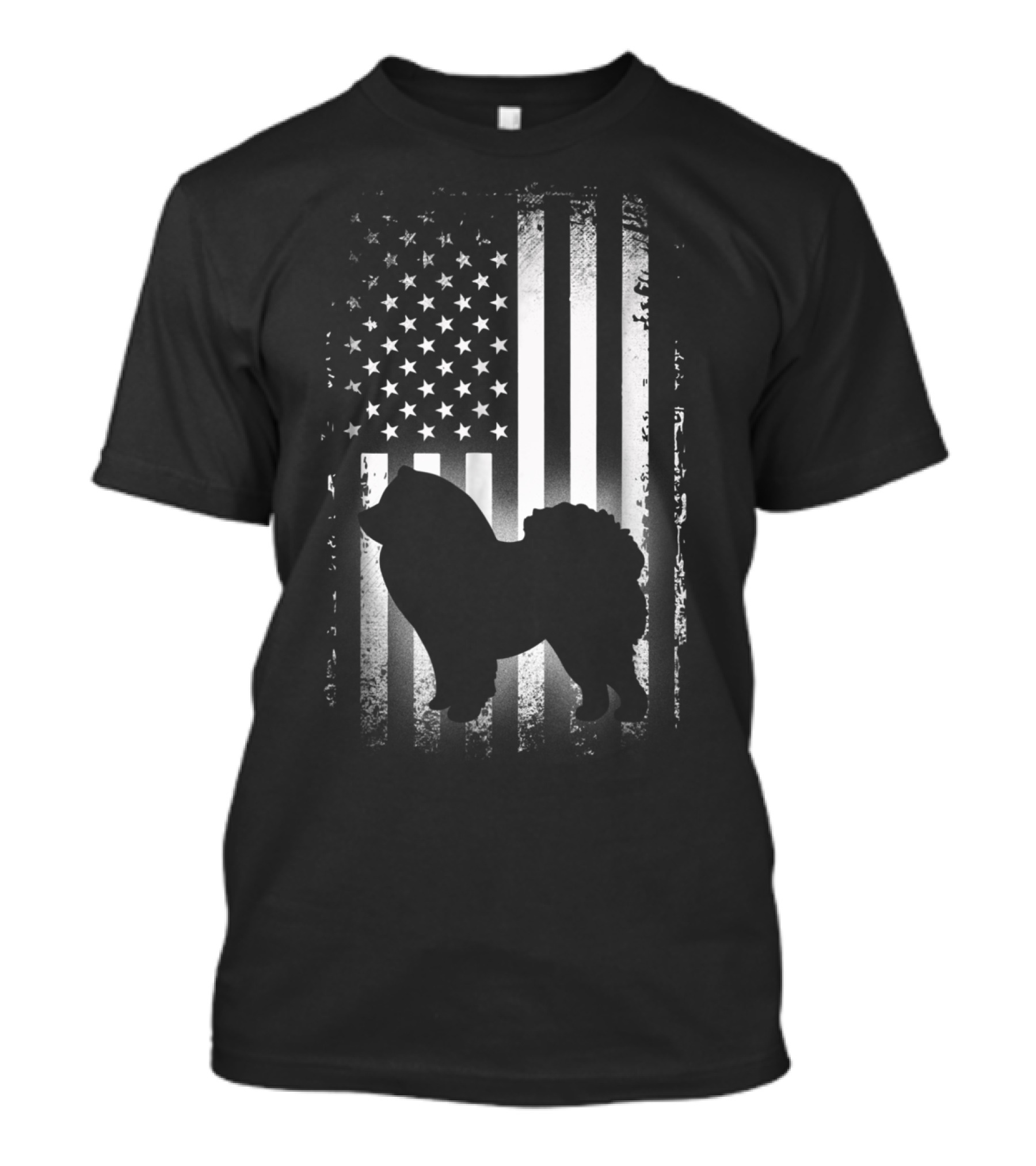 Patriotic Chow Chow Silhouette With American Flag Background T-Shirt